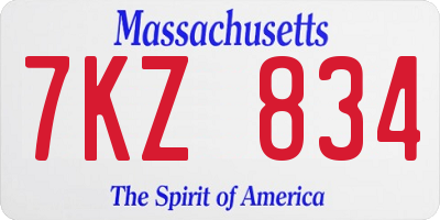 MA license plate 7KZ834