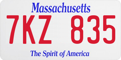 MA license plate 7KZ835