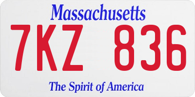 MA license plate 7KZ836
