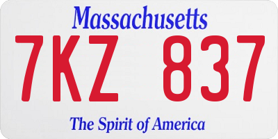 MA license plate 7KZ837