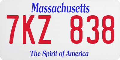 MA license plate 7KZ838