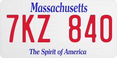 MA license plate 7KZ840