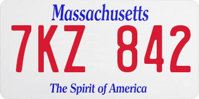 MA license plate 7KZ842