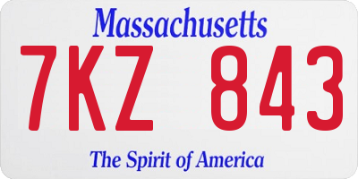 MA license plate 7KZ843