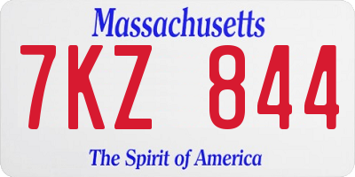 MA license plate 7KZ844