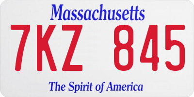 MA license plate 7KZ845