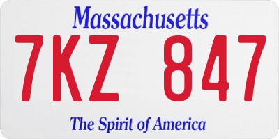 MA license plate 7KZ847