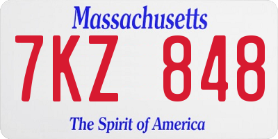 MA license plate 7KZ848