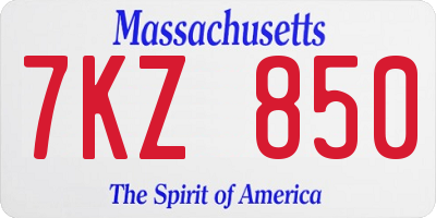 MA license plate 7KZ850
