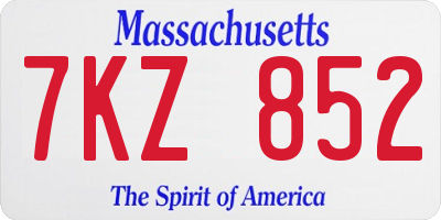 MA license plate 7KZ852