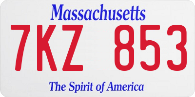MA license plate 7KZ853