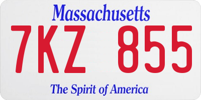 MA license plate 7KZ855