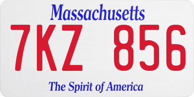 MA license plate 7KZ856