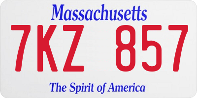 MA license plate 7KZ857