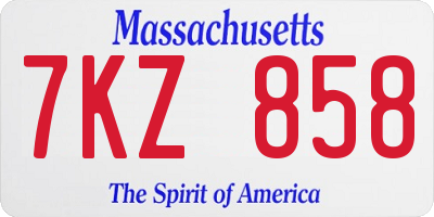 MA license plate 7KZ858