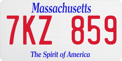 MA license plate 7KZ859