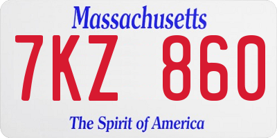 MA license plate 7KZ860