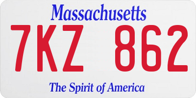 MA license plate 7KZ862