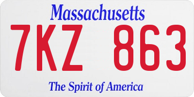 MA license plate 7KZ863
