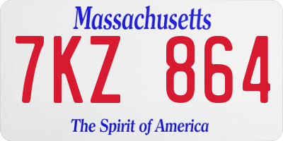 MA license plate 7KZ864