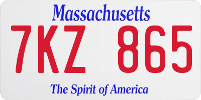 MA license plate 7KZ865