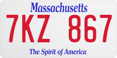 MA license plate 7KZ867