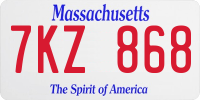 MA license plate 7KZ868