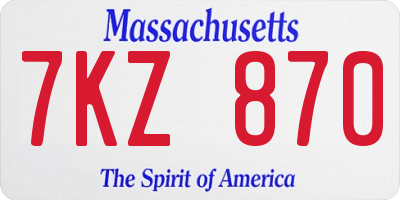 MA license plate 7KZ870