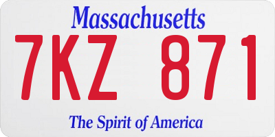 MA license plate 7KZ871