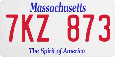 MA license plate 7KZ873