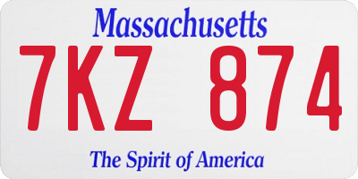 MA license plate 7KZ874