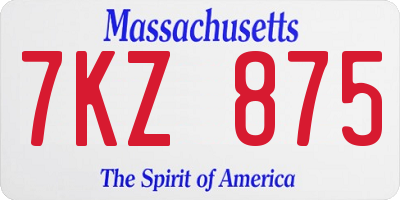 MA license plate 7KZ875