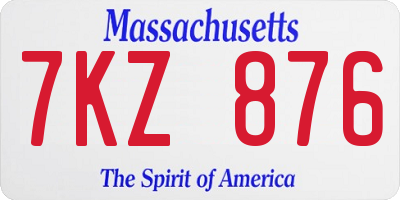 MA license plate 7KZ876
