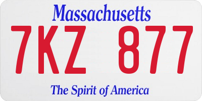 MA license plate 7KZ877