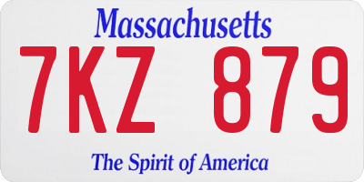 MA license plate 7KZ879