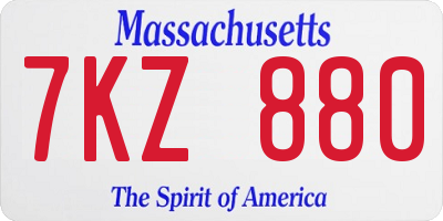 MA license plate 7KZ880