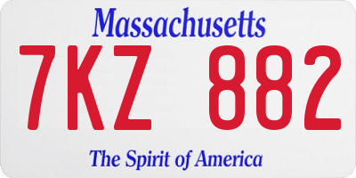 MA license plate 7KZ882