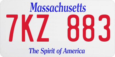 MA license plate 7KZ883