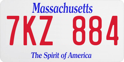 MA license plate 7KZ884