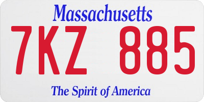 MA license plate 7KZ885