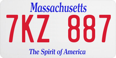 MA license plate 7KZ887