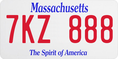 MA license plate 7KZ888