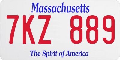 MA license plate 7KZ889