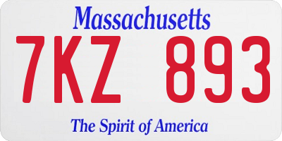 MA license plate 7KZ893