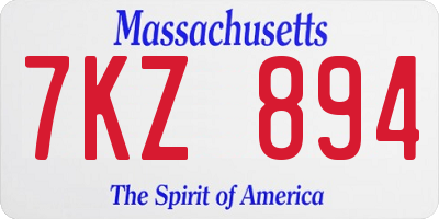 MA license plate 7KZ894