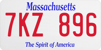 MA license plate 7KZ896