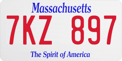 MA license plate 7KZ897
