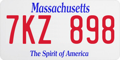 MA license plate 7KZ898