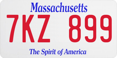 MA license plate 7KZ899