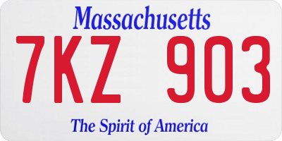 MA license plate 7KZ903